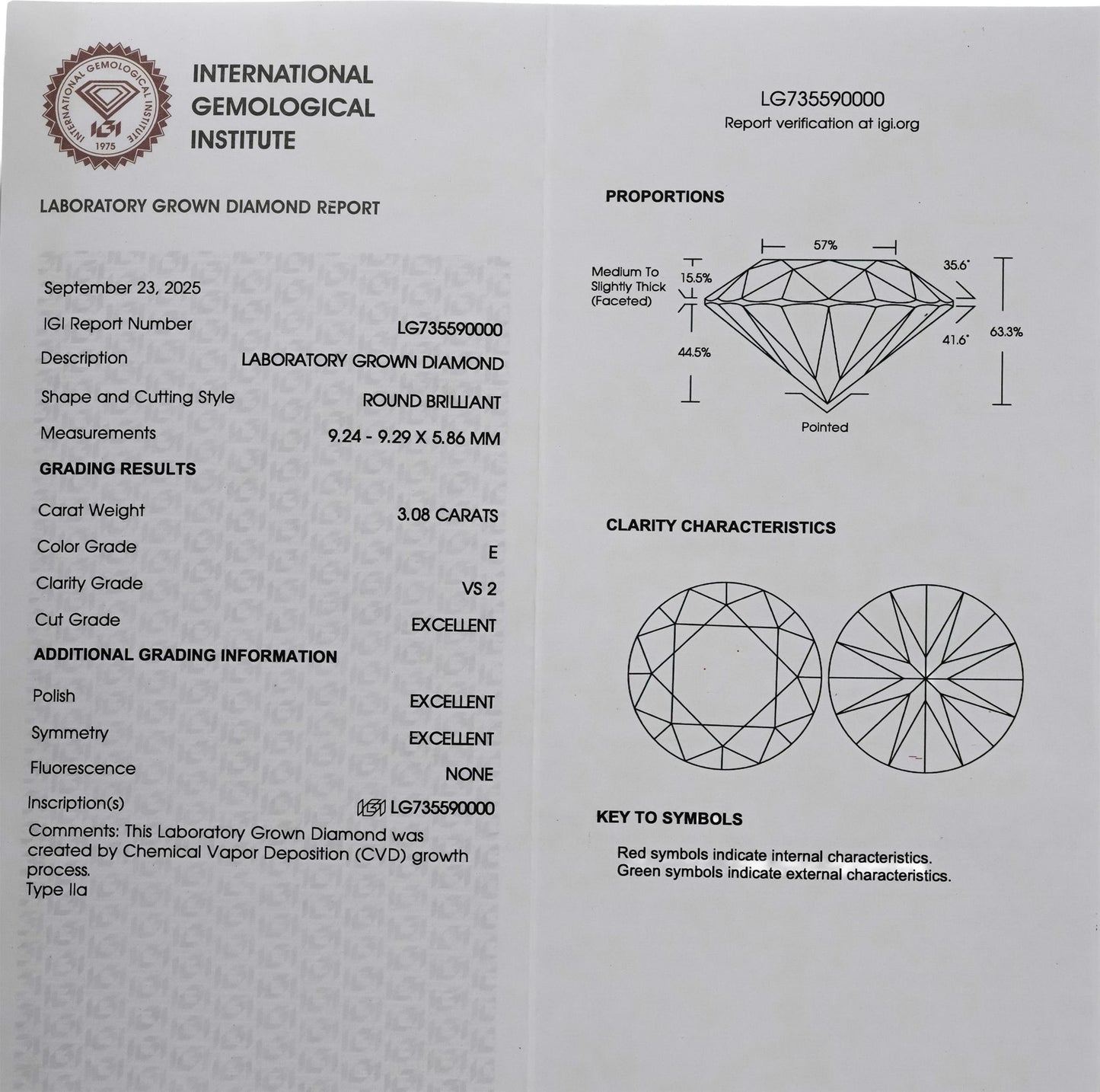 IGI Certified 14k White Gold VS1-VS2/E-G Lab-Grown Diamond Stud Earrings 6.16CT
