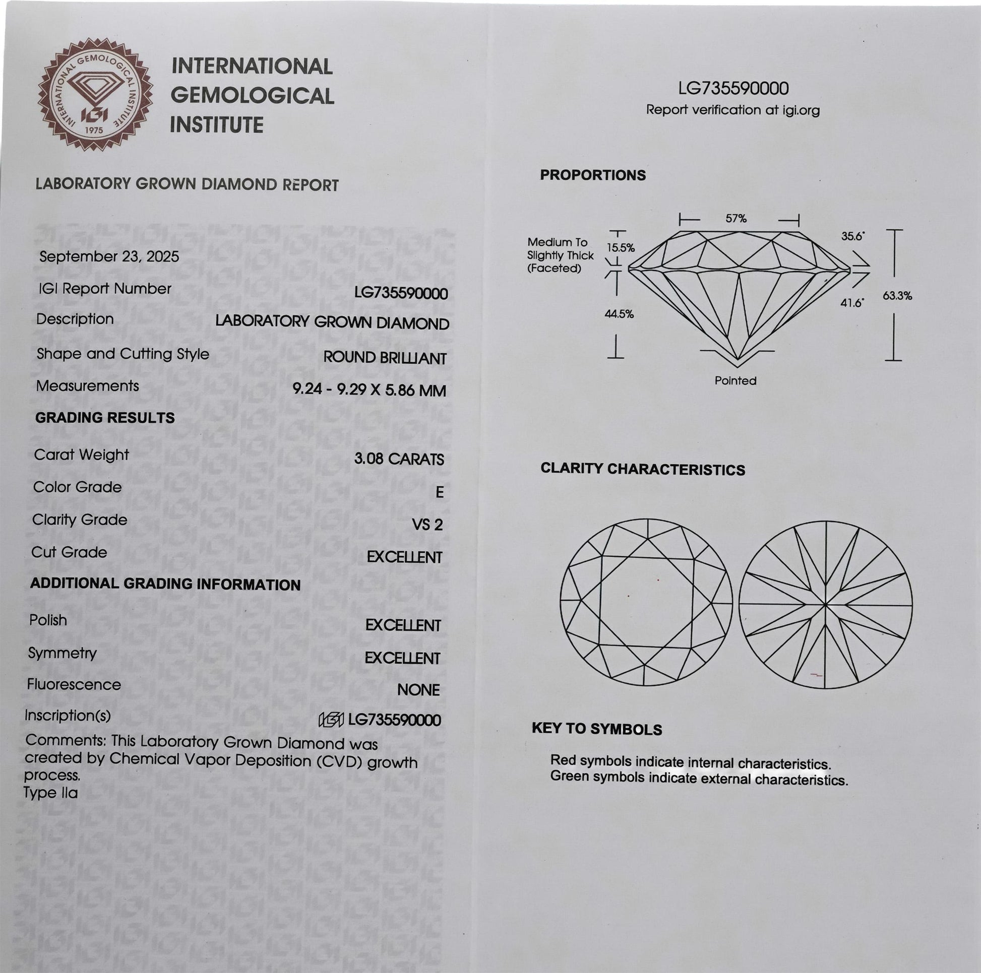 IGI Certified 14k White Gold VS1-VS2/E-G Lab-Grown Diamond Stud Earrings 6.16CT