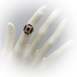 10k Yellow and White Gold Ruby Cocktail Ring 1.0CT Size 5 w/ Diamond Accents