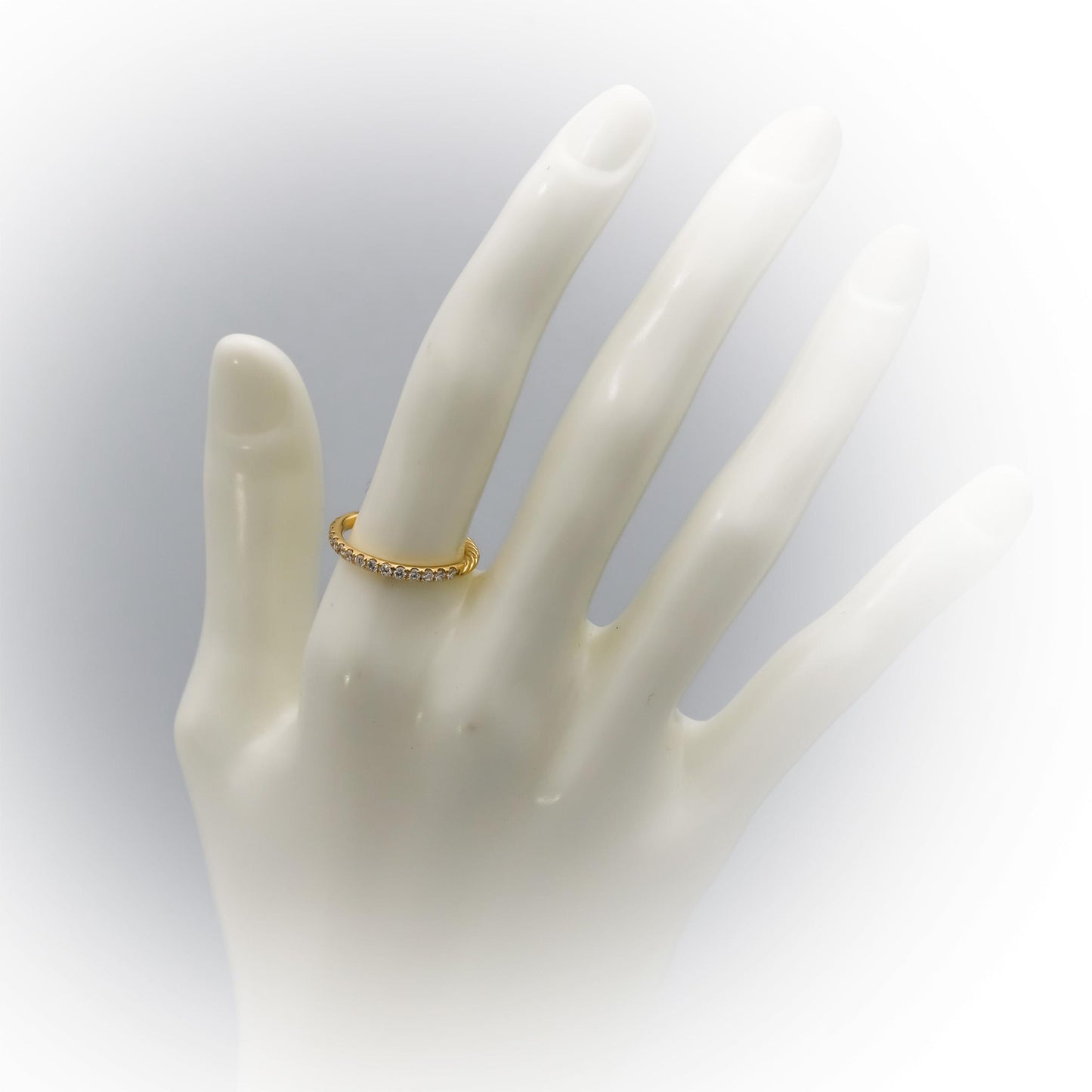 DAVID YURMAN 18k Yellow Gold VS Diamond Cable Collection Stack Ring .31CT Size 6