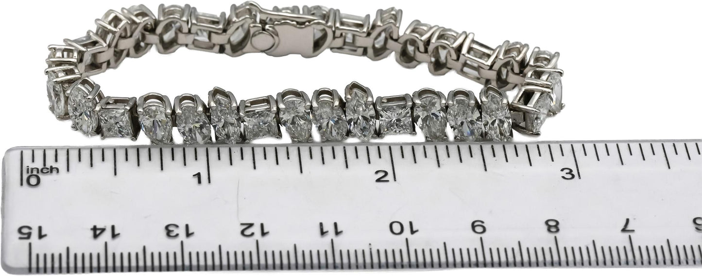14k White Gold Mixed Cut Lab-Grown Diamond Tennis Bracelet 16.51CT