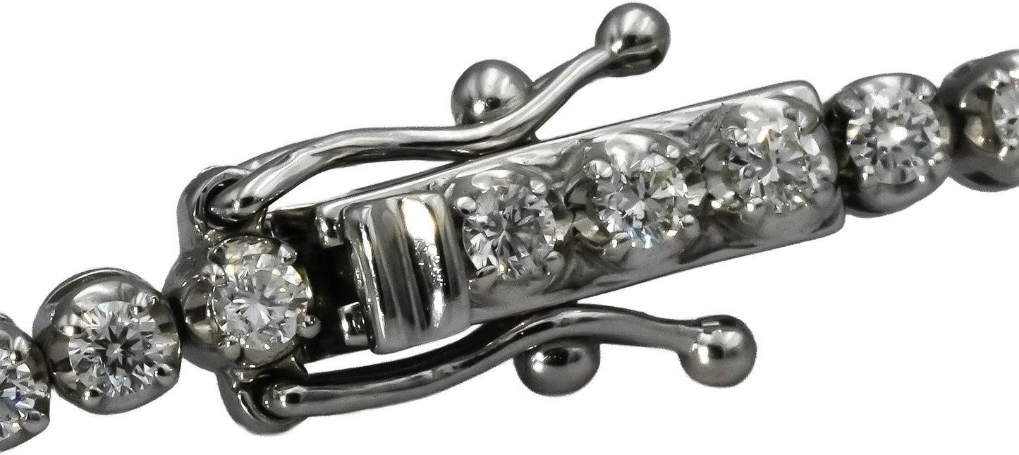 14k White Gold Round Diamond Tennis Bracelet 1.75CT 67 Pieces