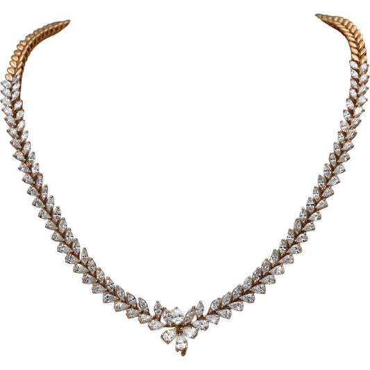 18k Rose Gold VS Marquise and Pear Cut Diamond Formal Leaf Necklace 10.35CT
