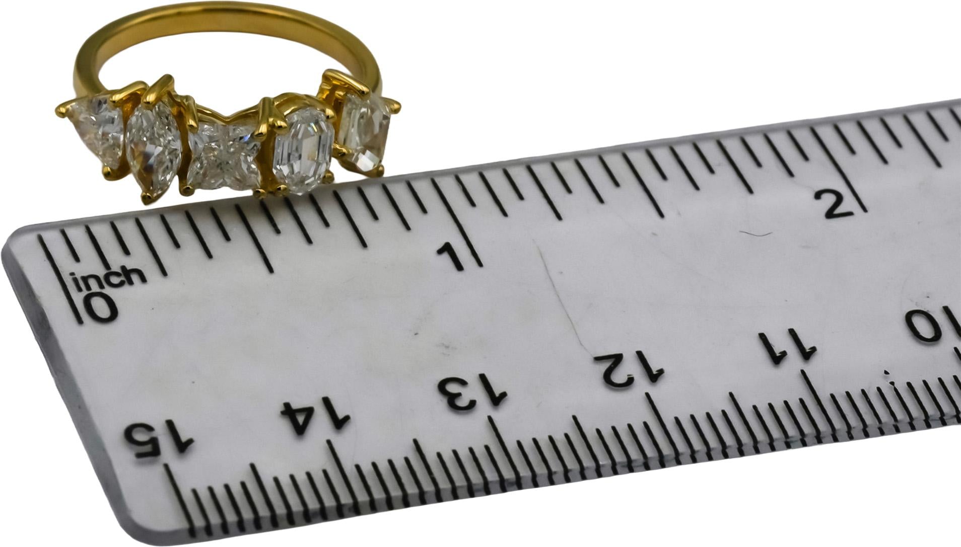 14k Yellow Gold VS Mixed Cut Diamonds Five Stone Ring 2.02CT Size 6