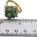 Vintage 14k Yellow & White Gold Emerald and Light Yellow Diamond Ring 2.10CT