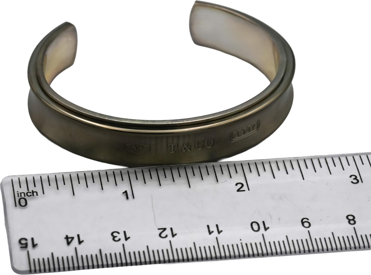TIFFANY & CO. Sterling Silver Titanium 1837 Narrow Cuff Bracelet