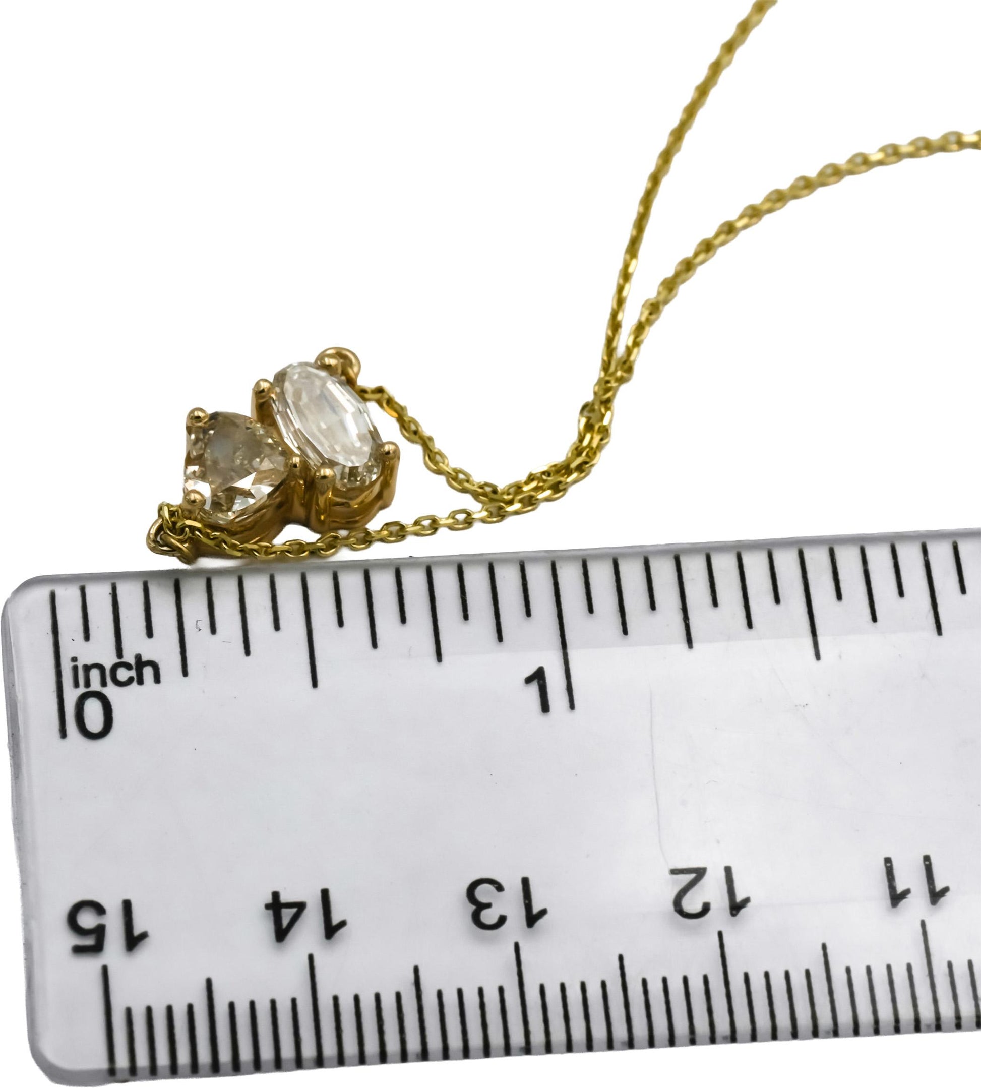14k Yellow Gold VS Oval and Heart Cut Diamond Pendant Necklace 2.01CT
