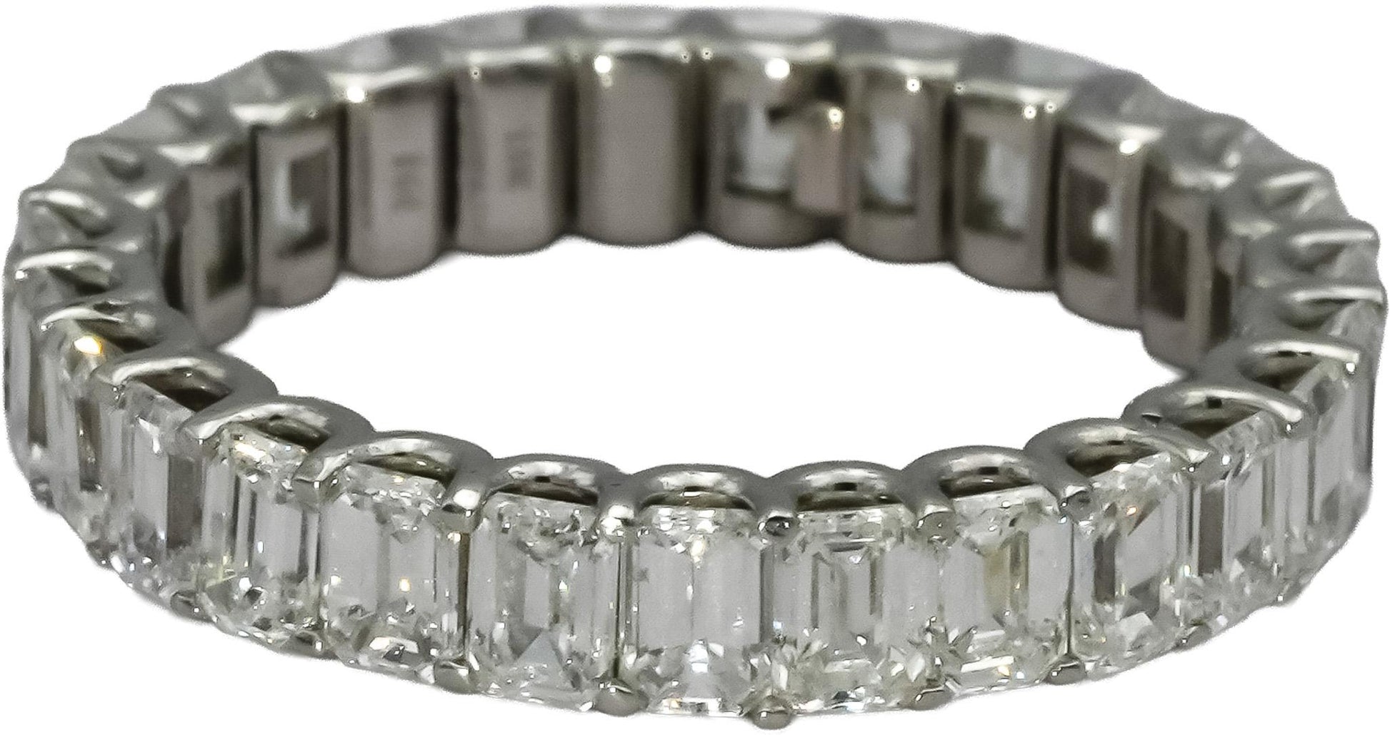 14k White Gold VS Emerald Cut Eternity Band Ring 3.35CT Size 6.5