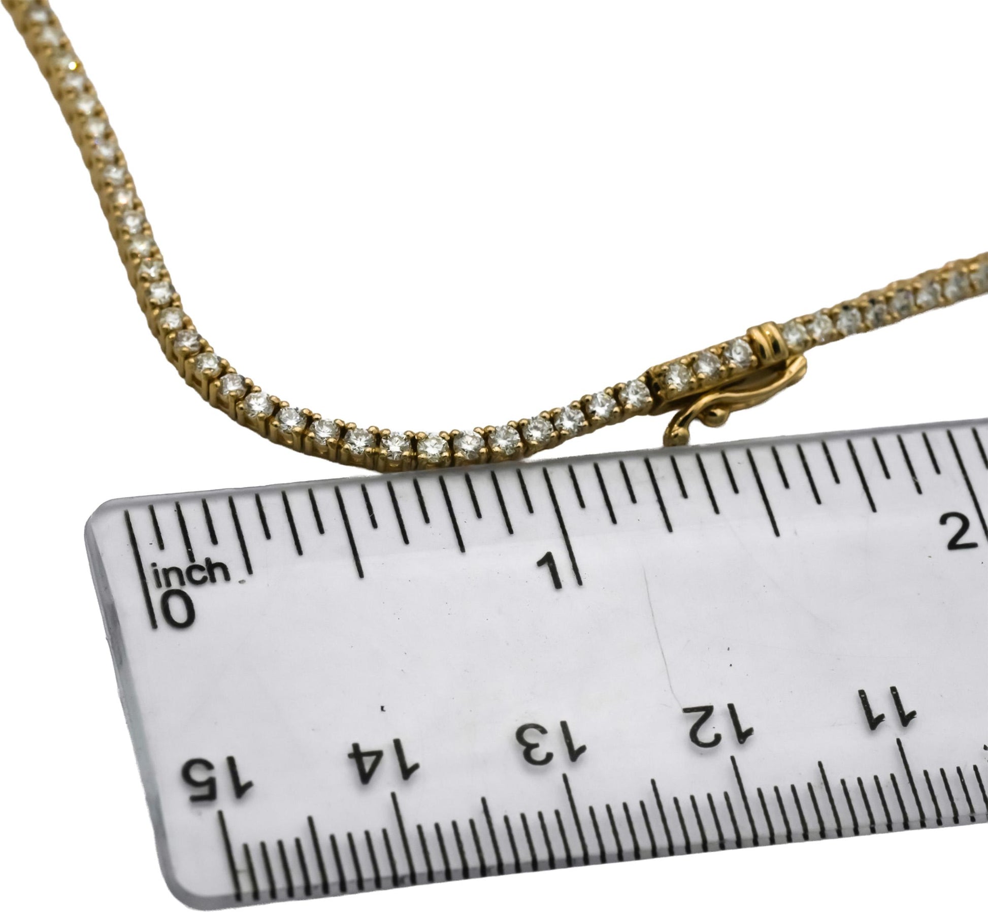 14k Yellow Gold Round Diamond Tennis Necklace 5.45CT