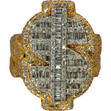 10k Rose & White Gold Diamond Cluster Dollar Sign Ring 3.50CT Size 5