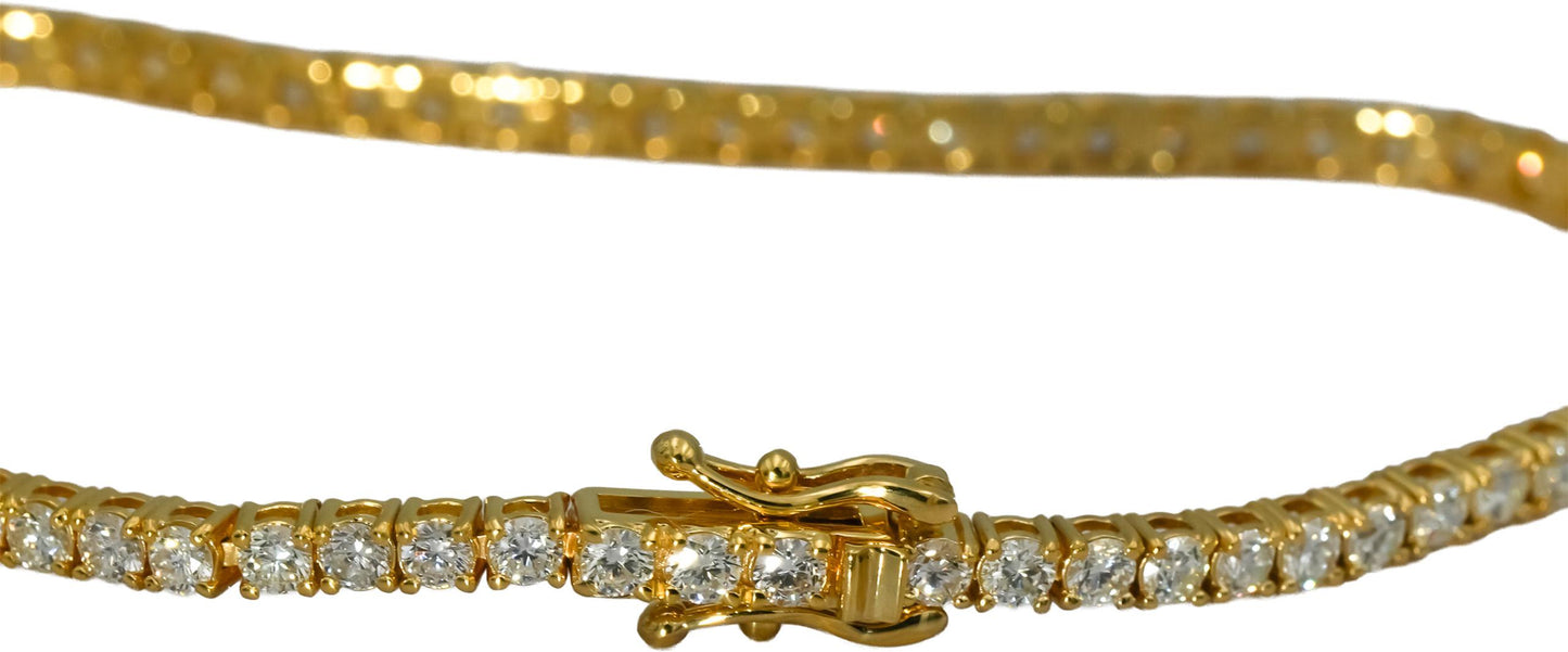 14k Yellow Gold VS Round Diamond Tennis Bracelet 3.06CT