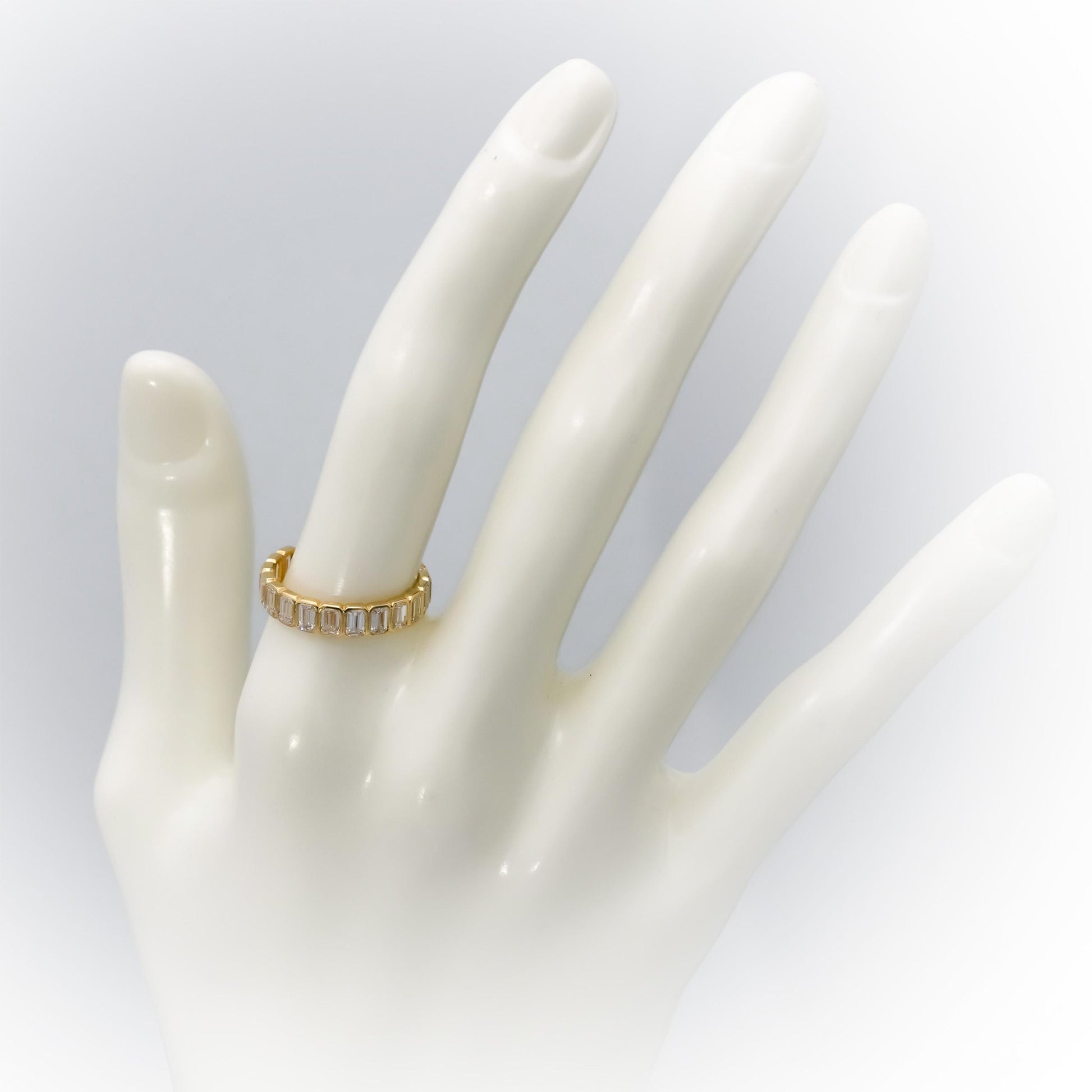 14k Yellow Gold VS Emerald Cut Diamond Band Ring 1.62CT Size 6.25