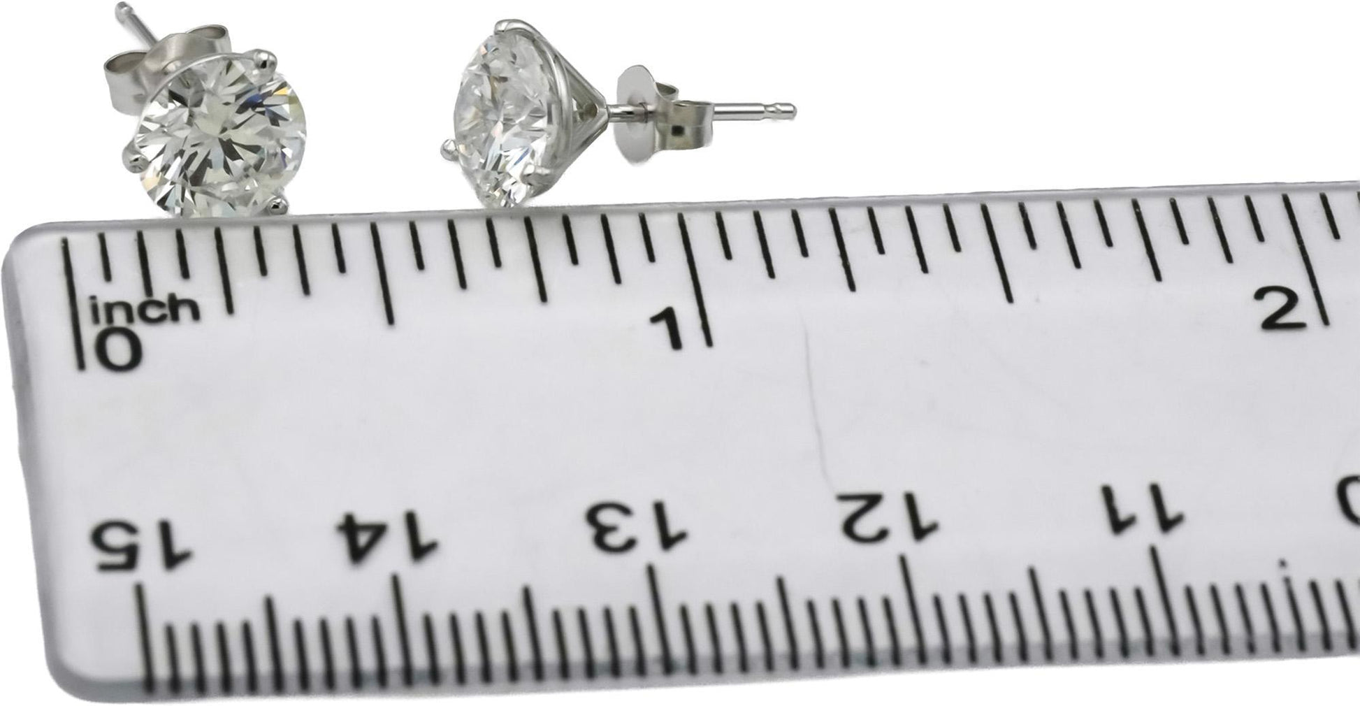 14k White Gold VS Round Lab-Grown Diamond Martini Setting Stud Earrings 4.10CT