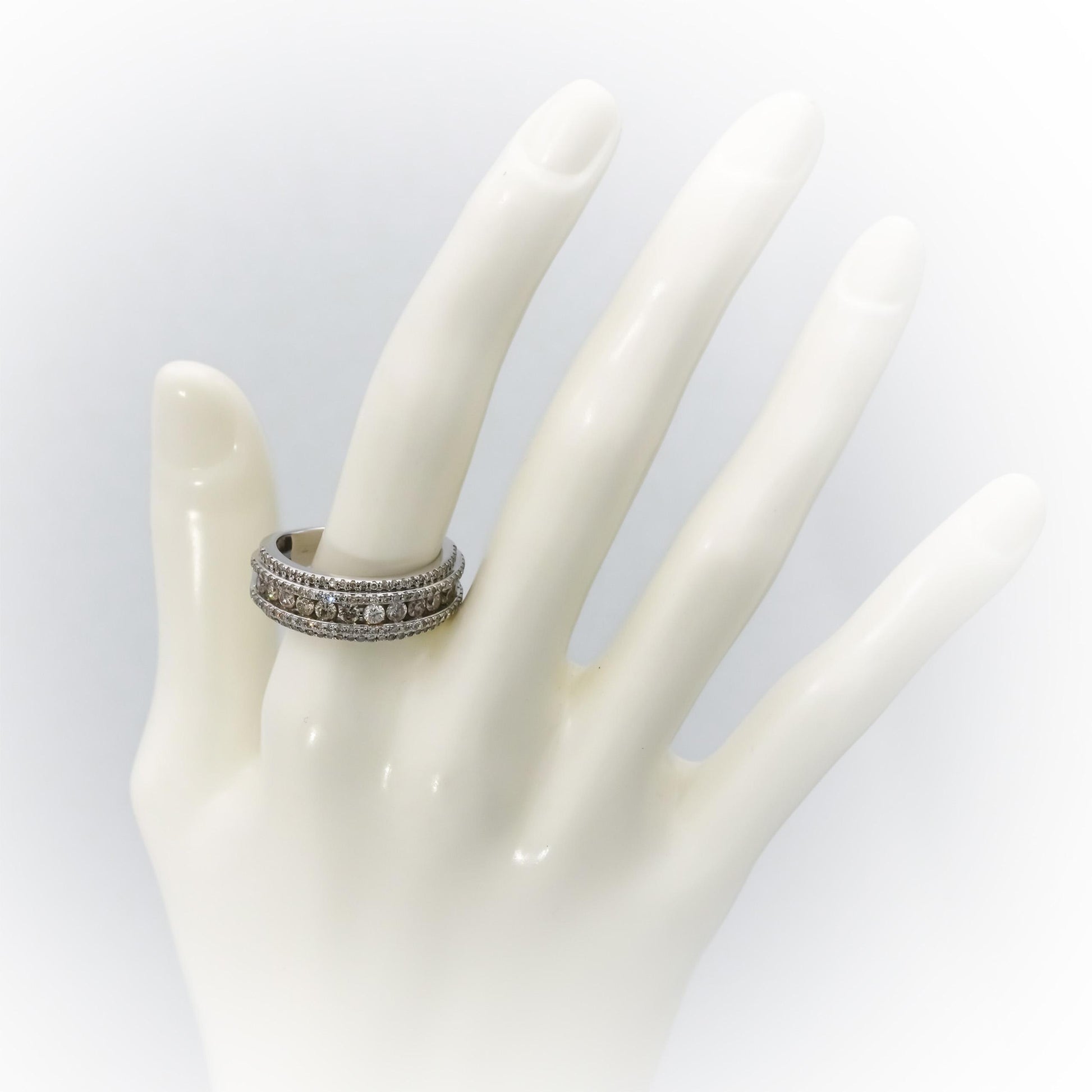 14k White Gold Round Diamond Band Ring 2.0CT Size 10