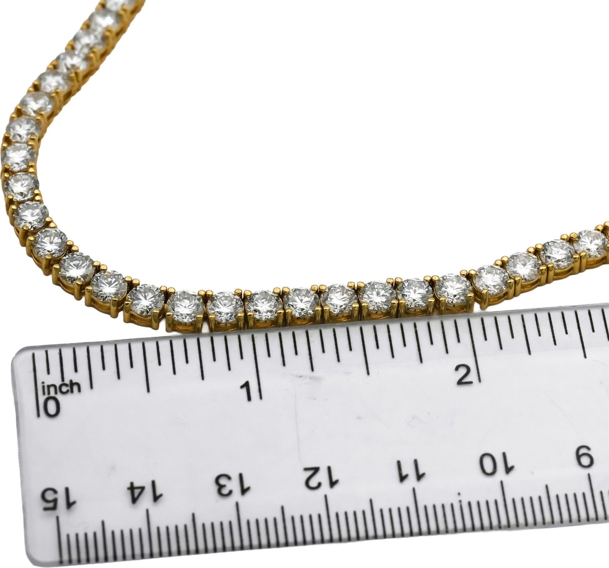 14k Yellow Gold Round VS Lab-Grown Diamond Tennis Necklace 30.45CT