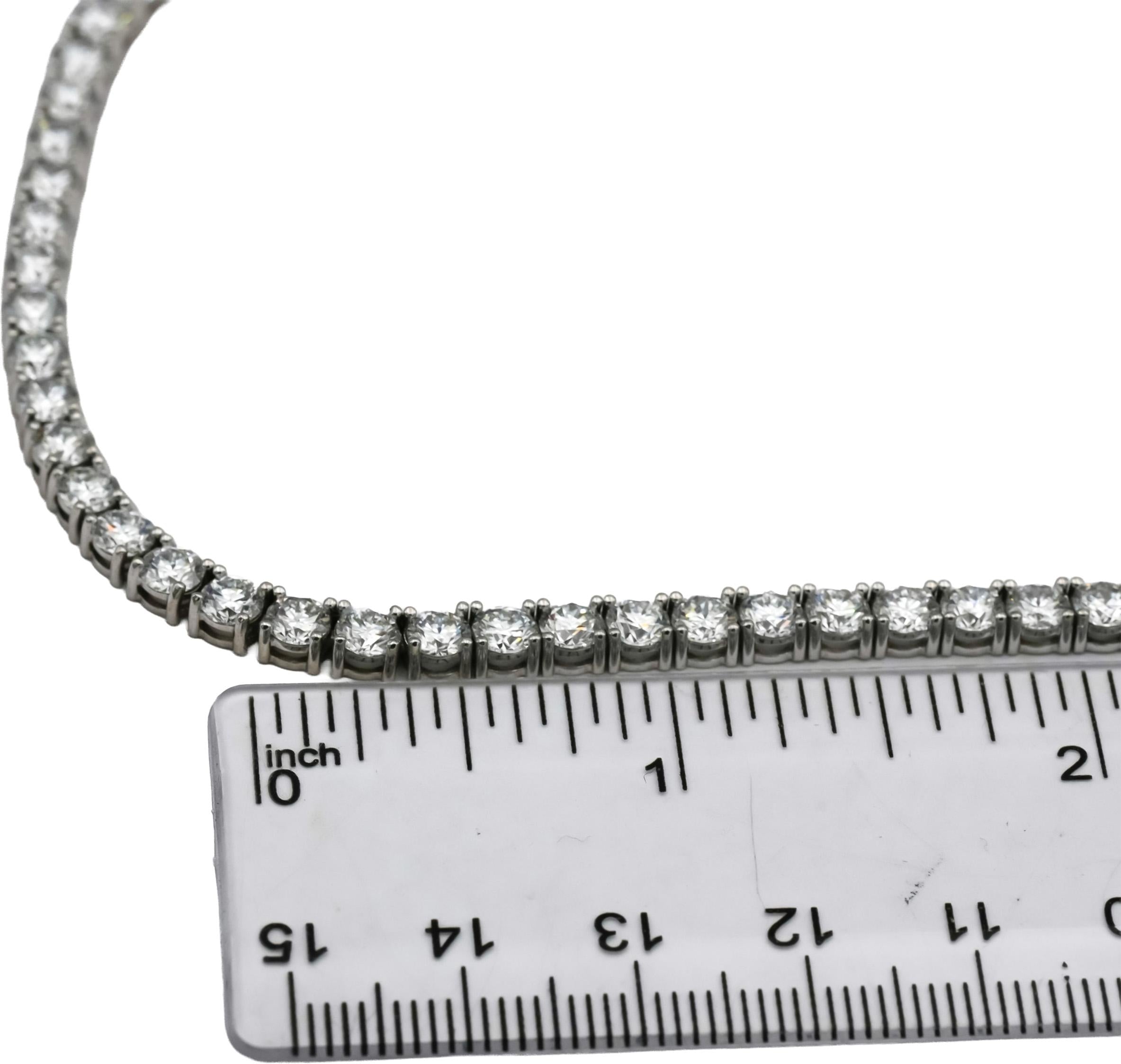 14k White Gold VVS-VS/D-F Round Lab-Grown Diamond Tennis Necklace 24.86CT