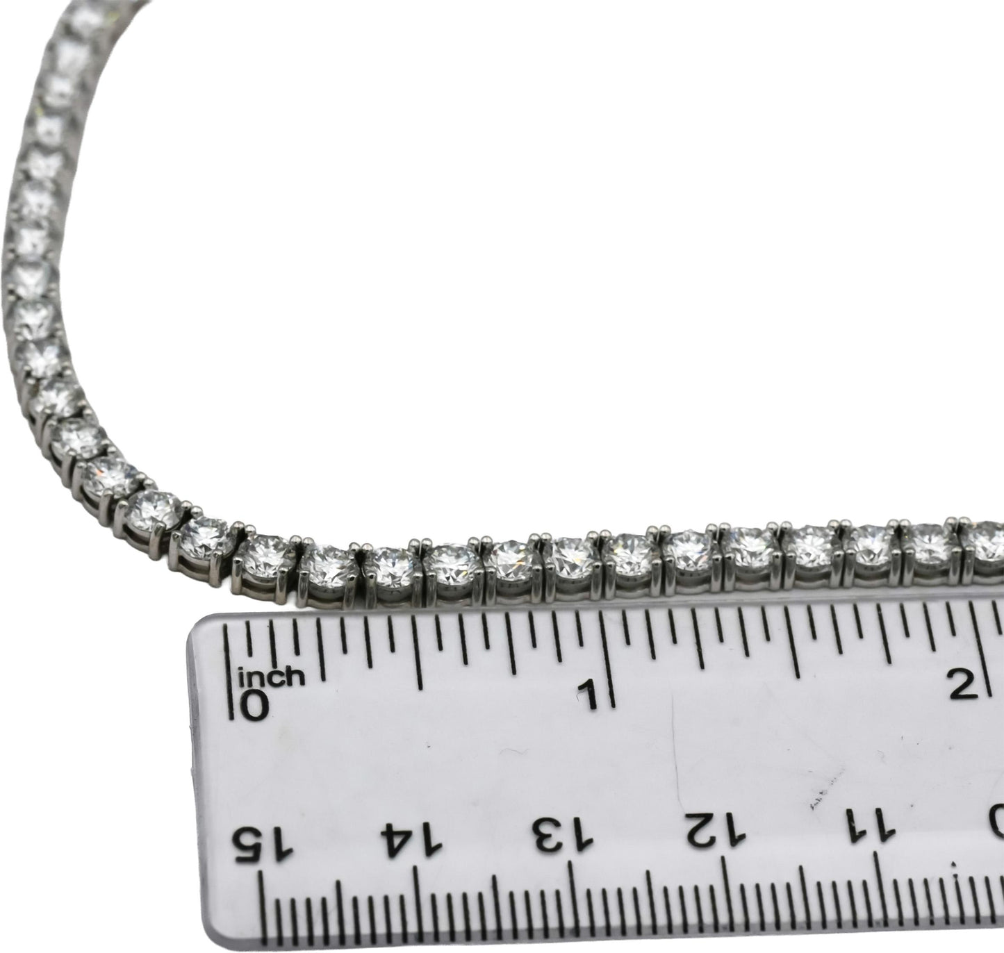 14k White Gold VVS-VS/D-F Round Lab-Grown Diamond Tennis Necklace 24.86CT