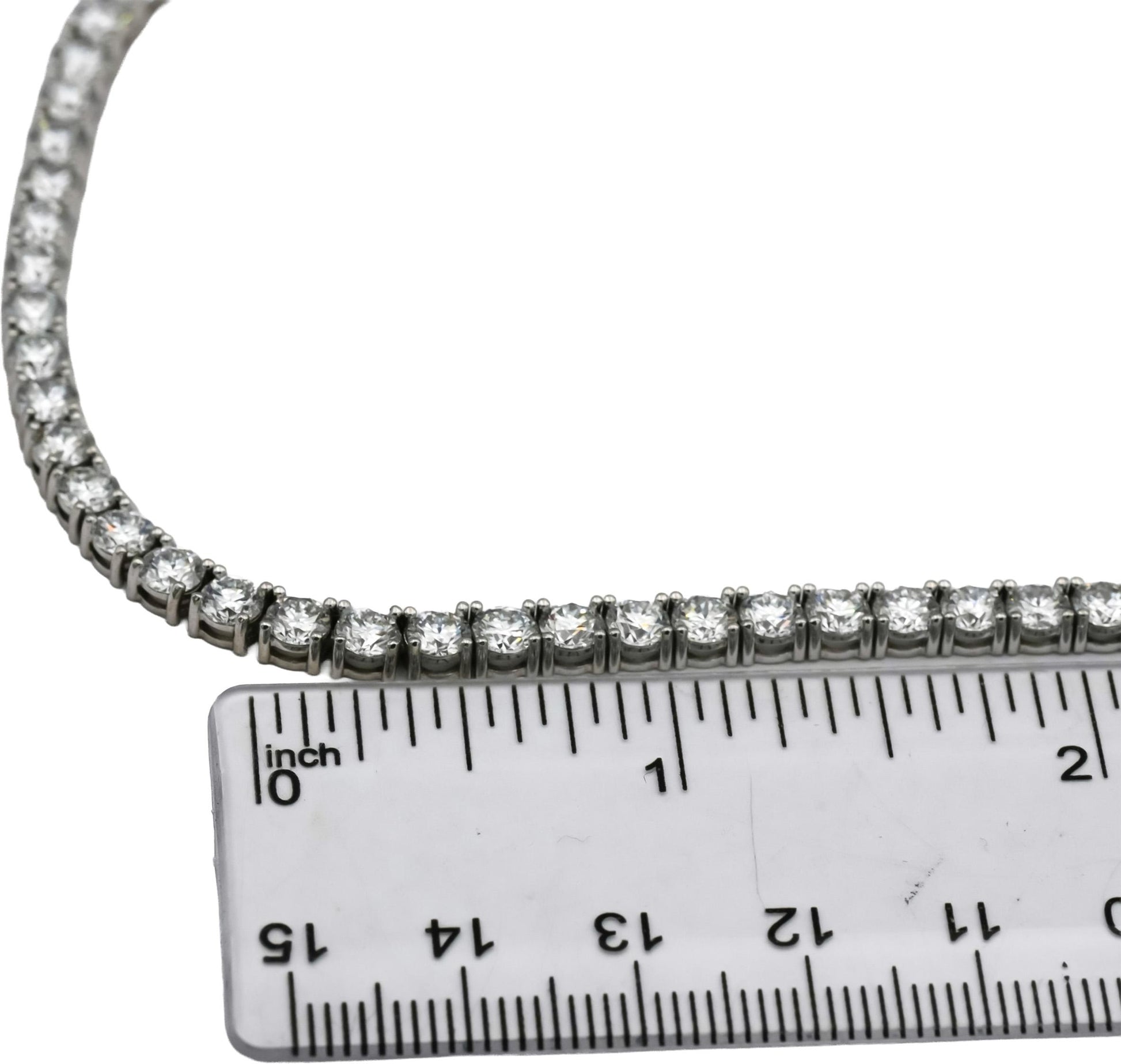 14k White Gold VVS-VS/D-F Round Lab-Grown Diamond Tennis Necklace 24.86CT