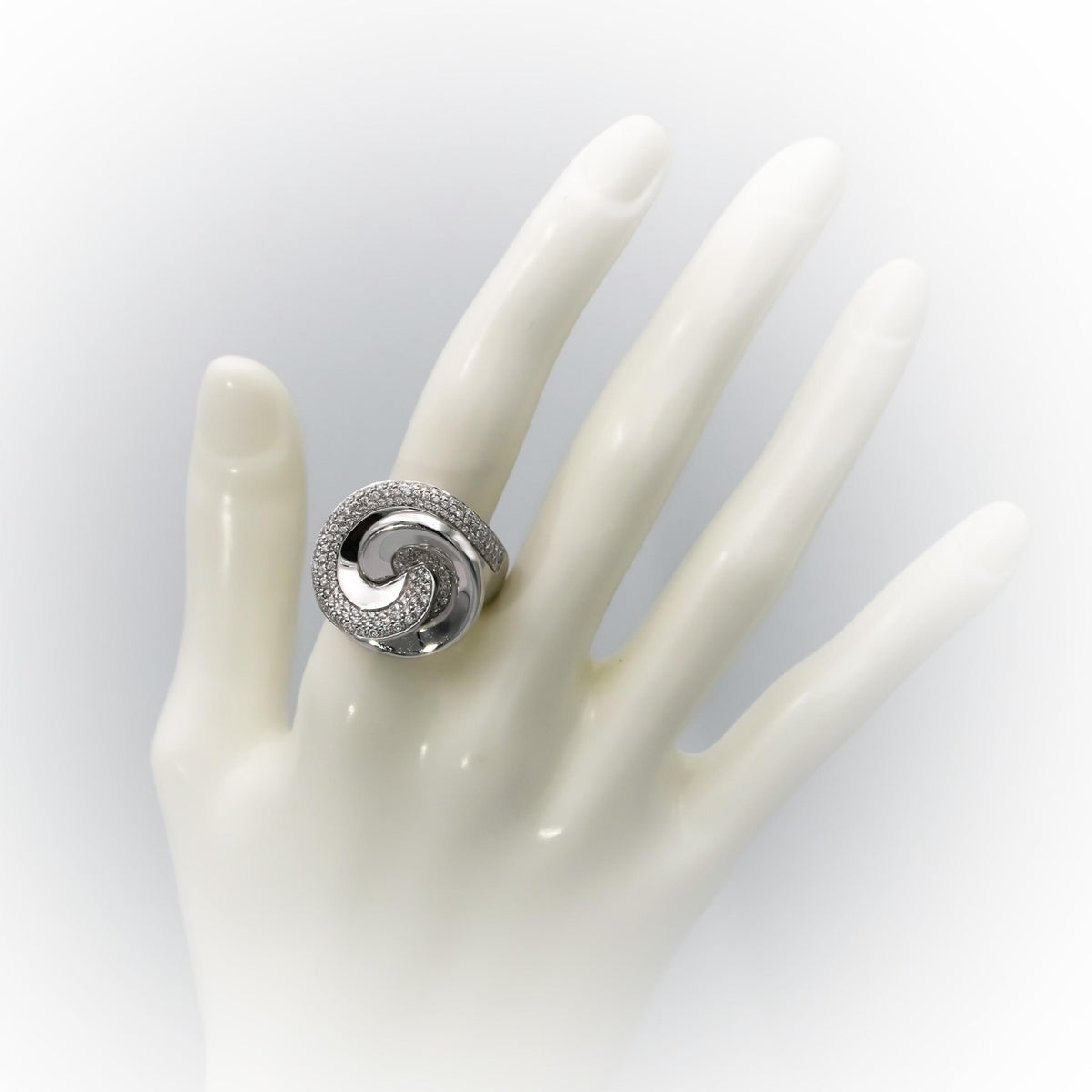 ROBERTO COIN 18k White Gold VS Round Diamond Spiral Cocktail Ring 1.0CT Sz 7.25