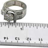 10k White Gold Round and Baguette Cut Diamond Cocktail Ring 1.0CT Size 7