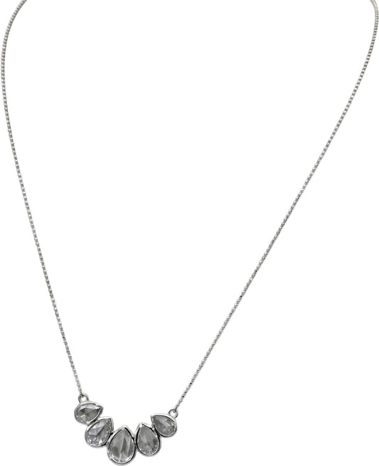 18k White Gold Pear Shaped Rose Cut Diamond Pendant Necklace 2.25CT