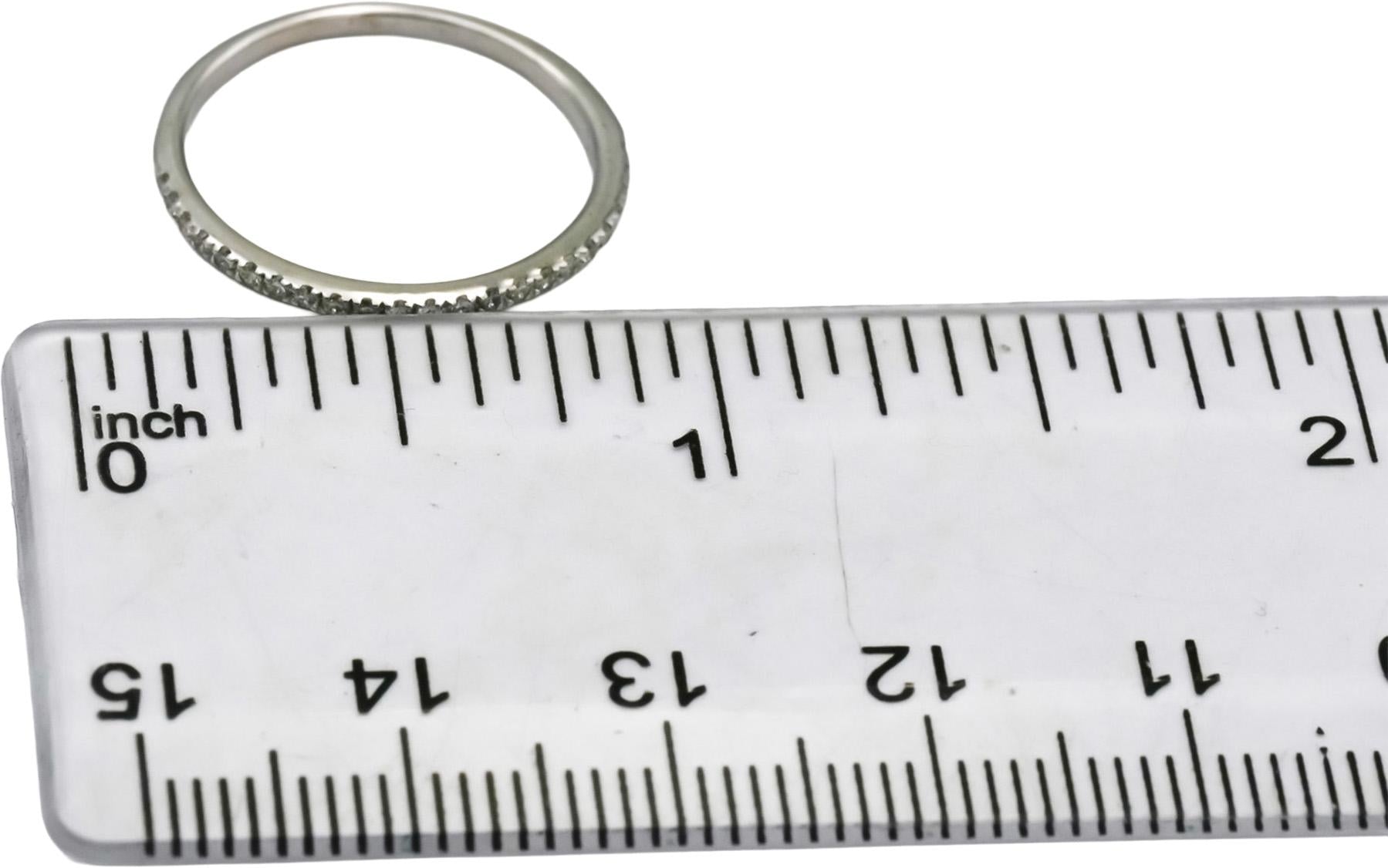EFFY 18k White Gold VS Round Diamond Stacking Band Ring 0.20CT Size 6