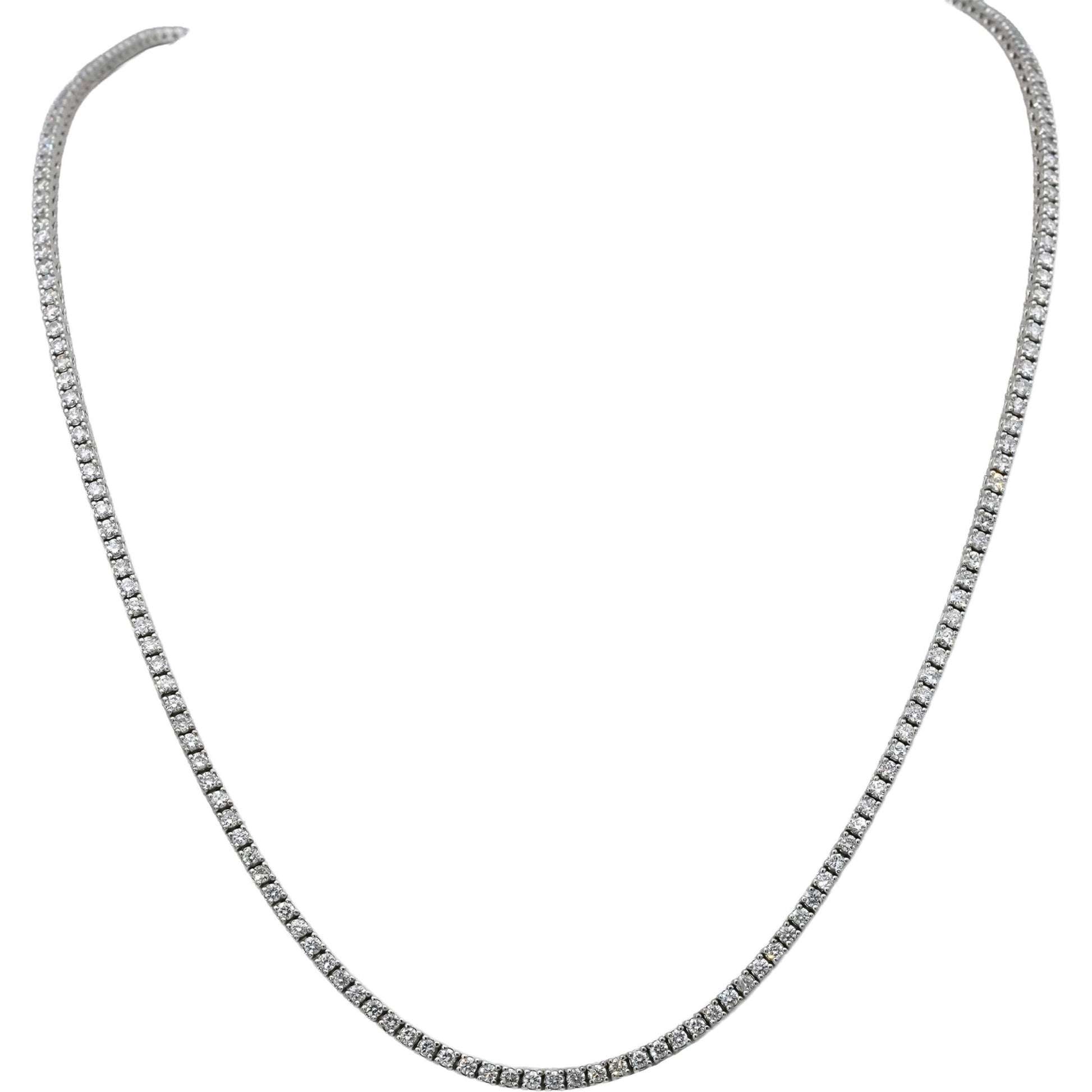 14k White Gold VS Round Natural Diamond Tennis Necklace 5.16CT
