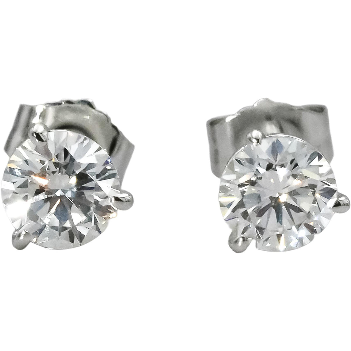 14k White Gold VS Round Lab-Grown Diamond Stud Earrings 1.03CT