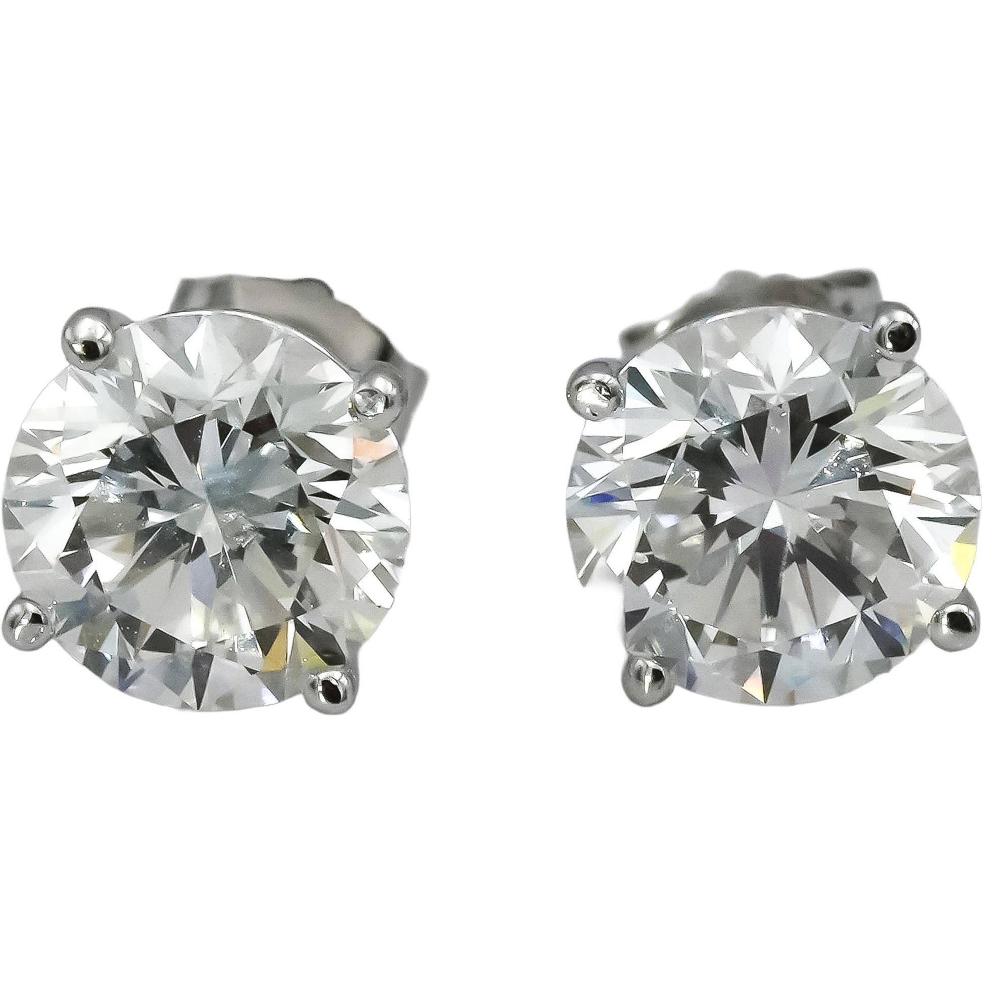 14k White Gold VS Round Lab-Grown Diamond Martini Stud Earrings 4.09CT