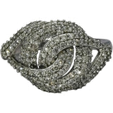 10k White Gold Round Diamond Cluster Twist Knot Ring 1.0CT Size 7