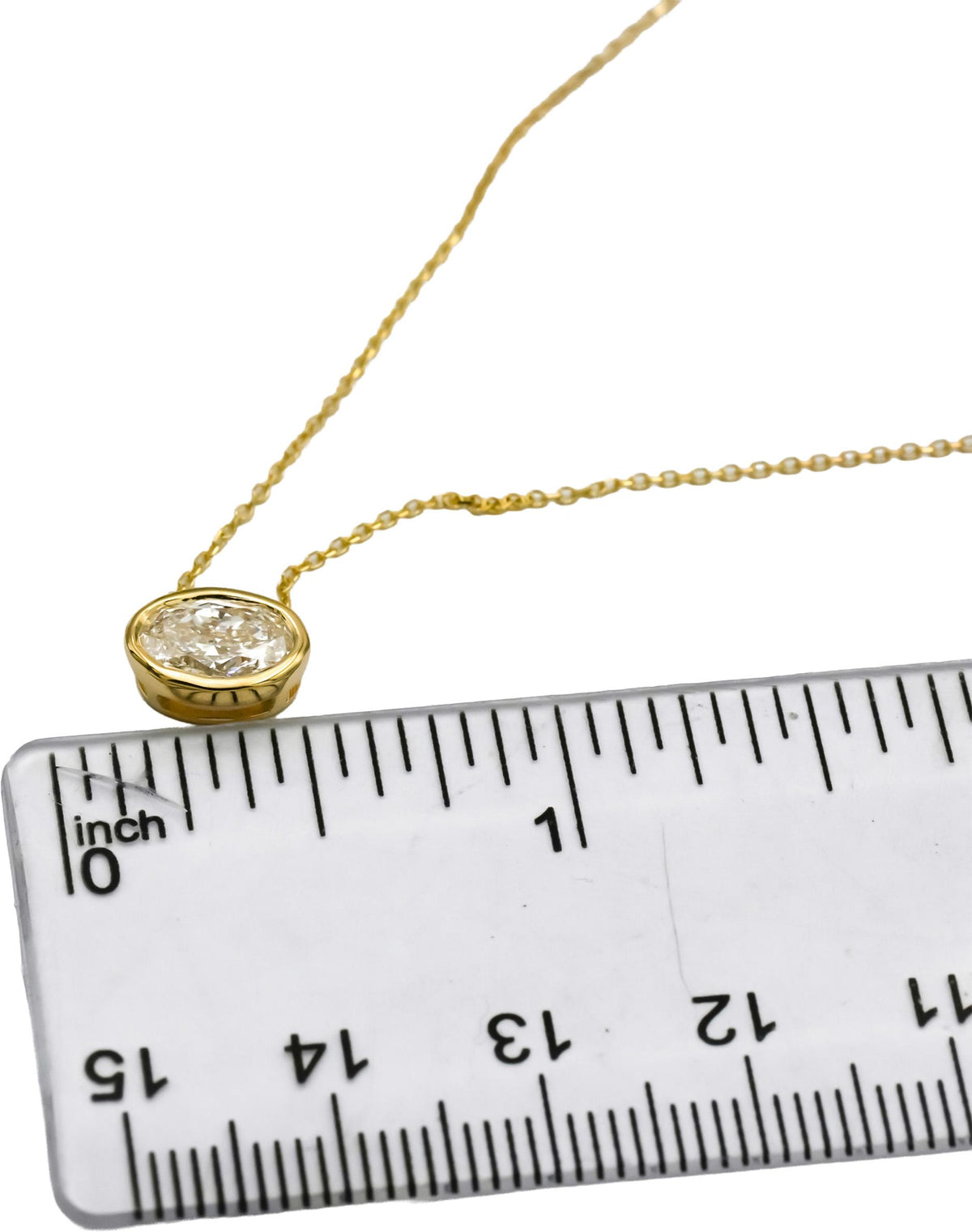 14k Yellow Gold VS Oval Cut Lab-Grown Diamond Solitaire Pendant Necklace 0.98CT