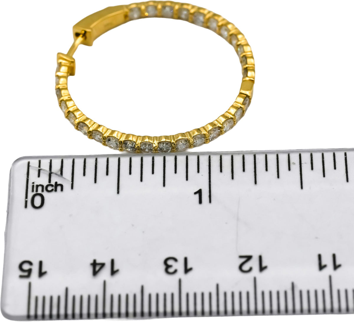 14k Yellow Gold Round Natural Diamond Inside Out Hoop Earrings 2.95CT