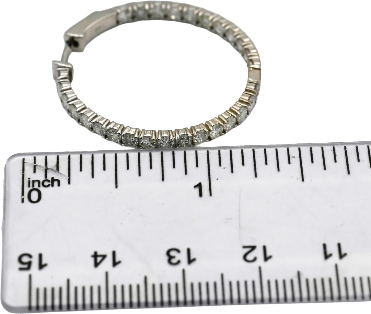 14k White Gold Round Natural Diamond Inside Out Hoop Earrings 2.93CT