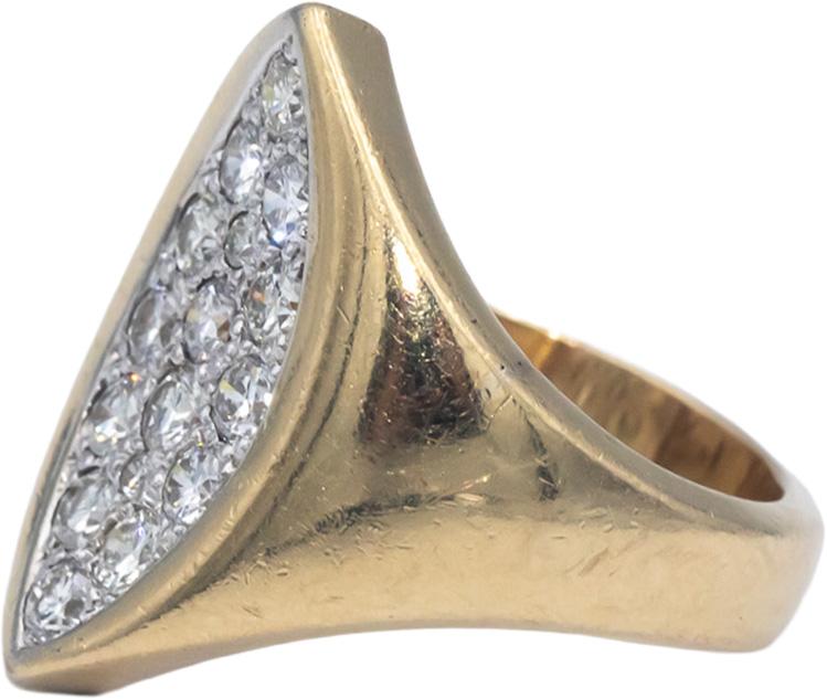 14k Yellow & White Gold 0.70CT VS Round Cut Diamond Cocktail Ring Size 6