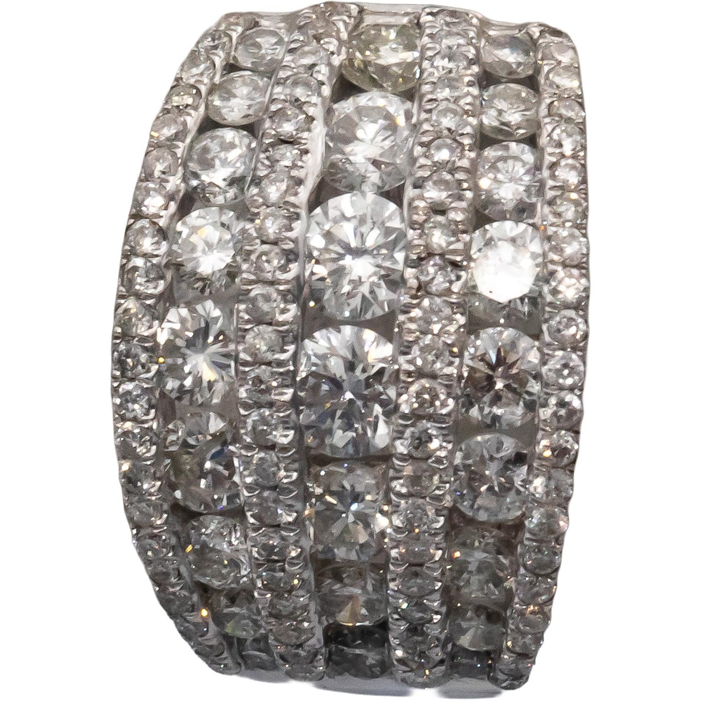 14k White Gold Round Diamond Curved Cluster Earrings 2.0CTW