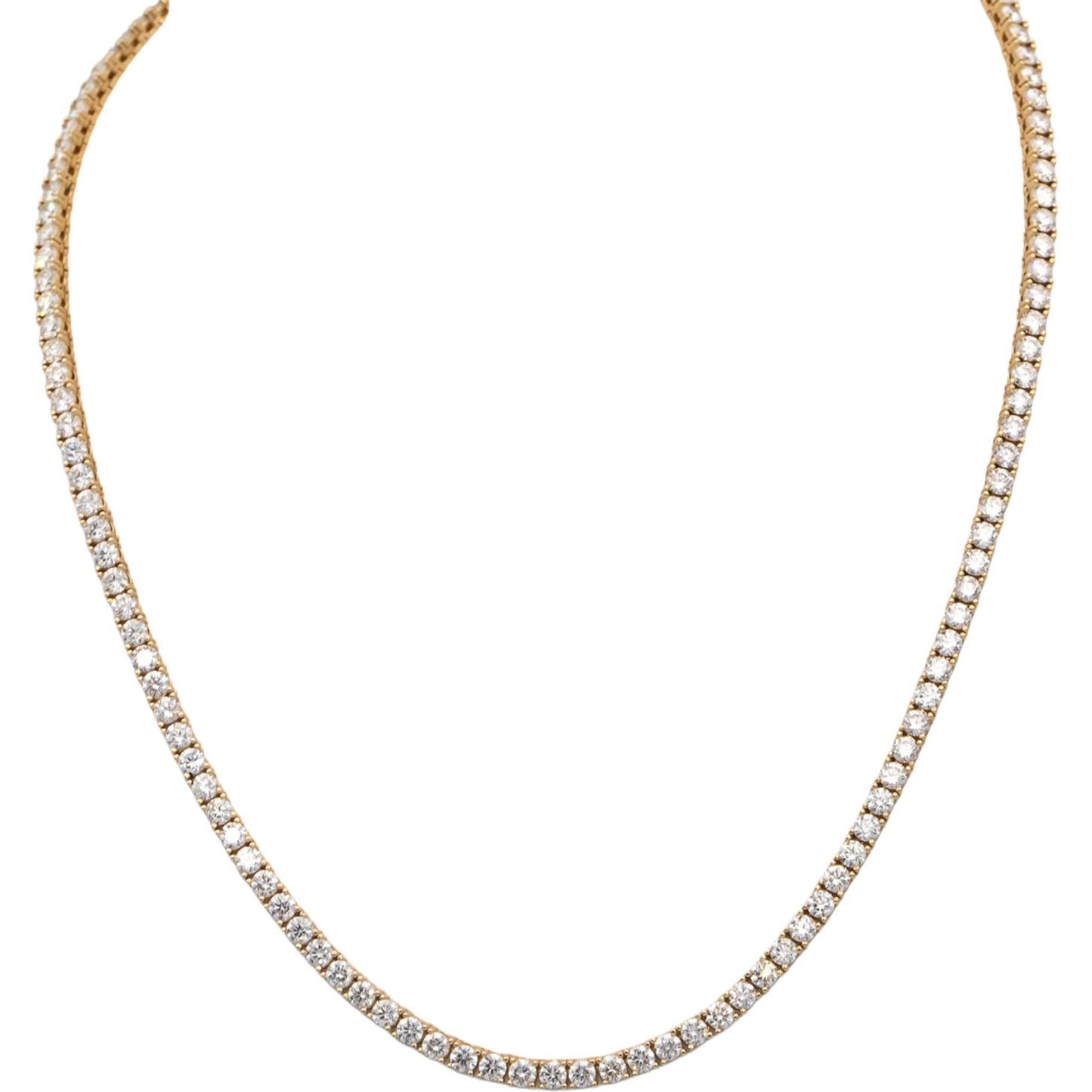 14k Yellow Gold VS Round Diamond Tennis Necklace 10.41CT