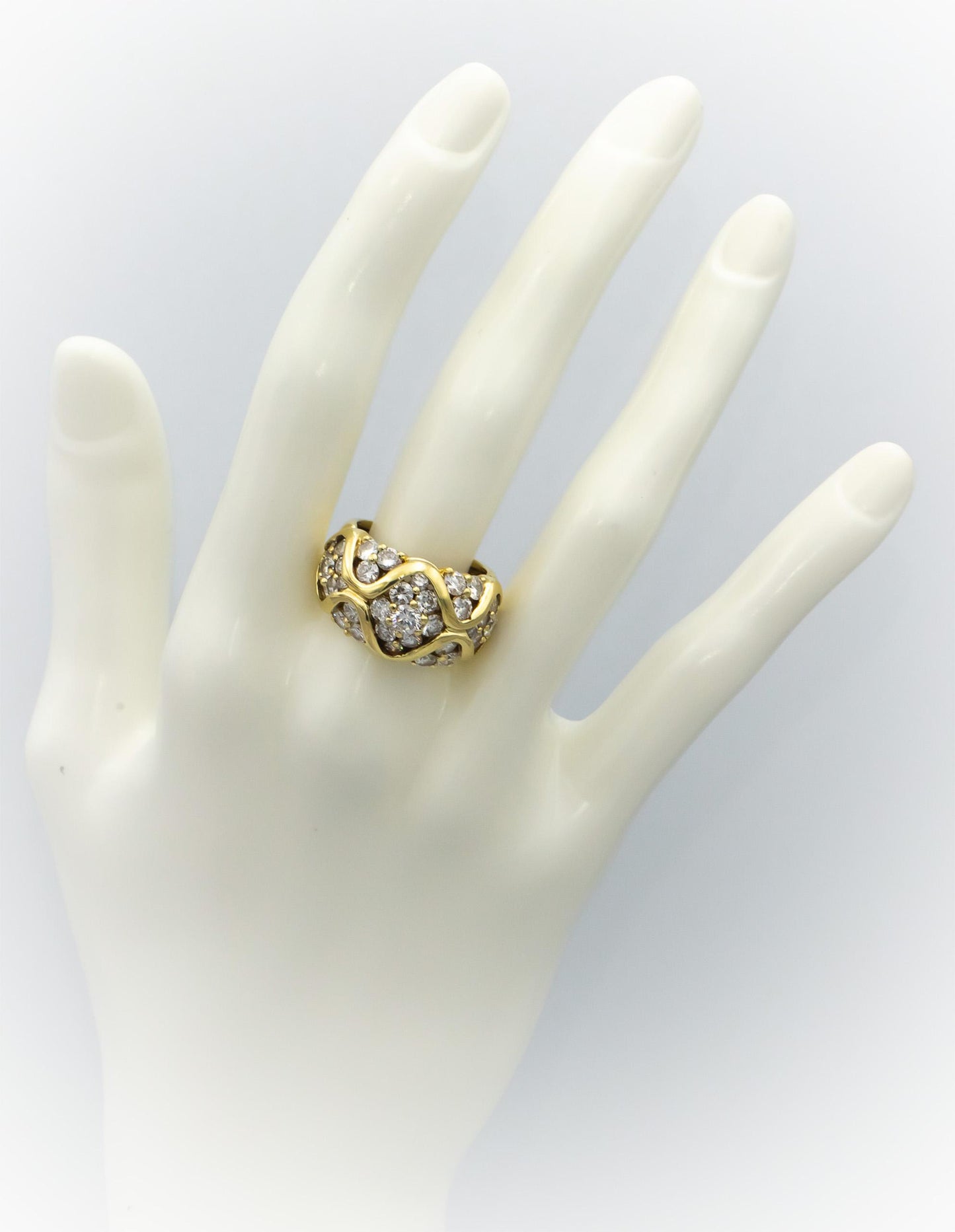 18k Yellow Gold VS Round Diamond Cluster Cocktail Ring 3.10CT Size 7