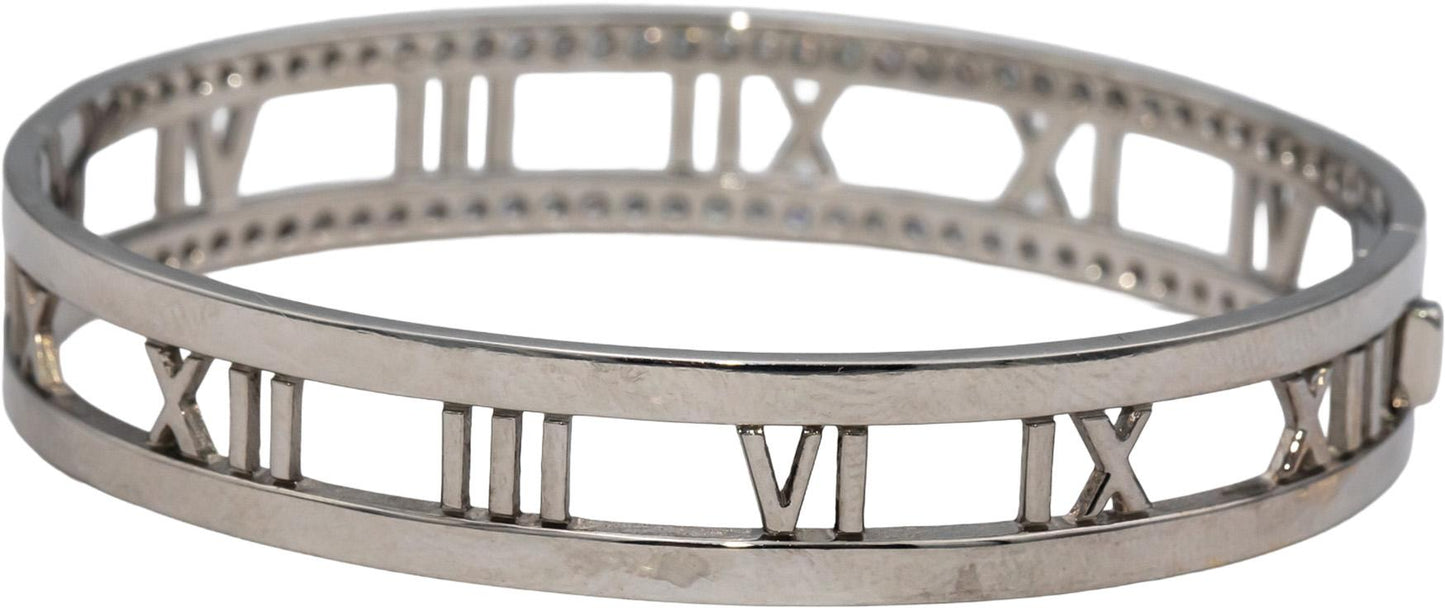 TIFFANY & CO. 18k White Gold Round VS Diamond Atlas Bangle Bracelet 1.0CT $16500
