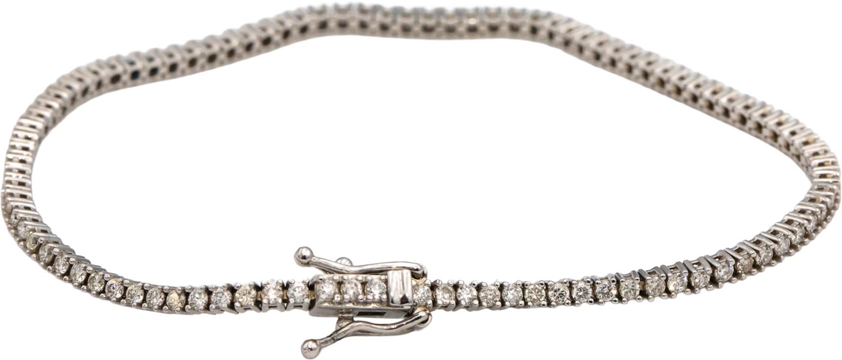 14k White Gold VS Round Diamond Tennis Bracelet 1.70CT