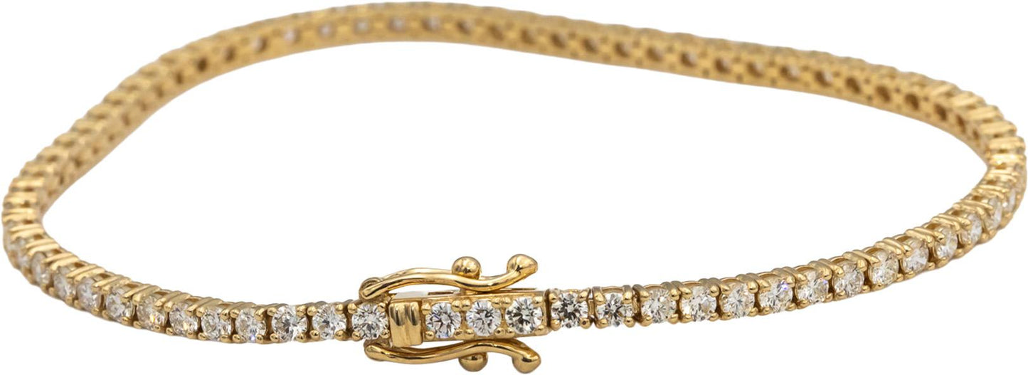 14k Yellow Gold VS Round Diamond Tennis Bracelet 3.07CT
