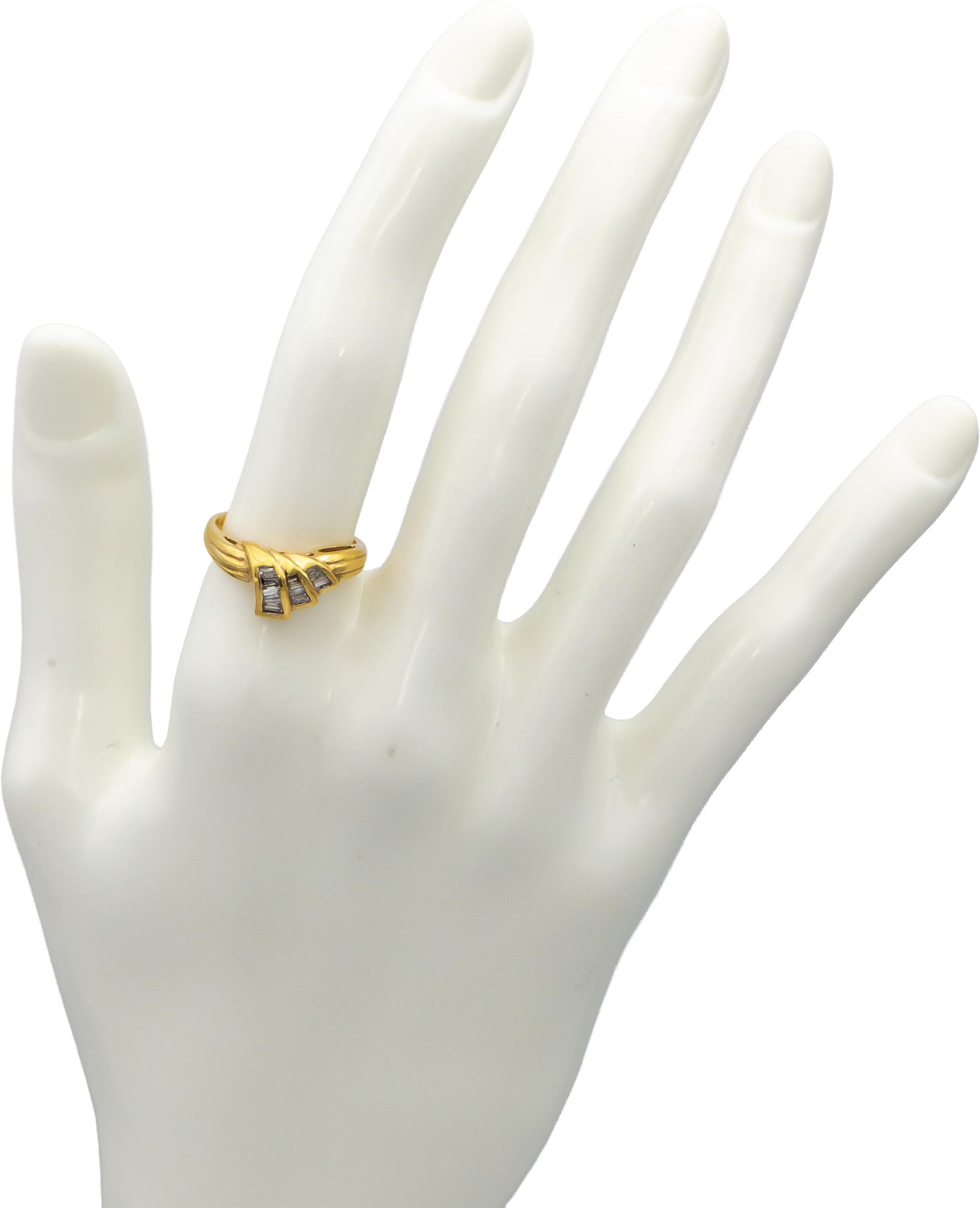 18k Yellow Gold VS Baguette Cut Channel Set Diamond Cocktail Ring 0.35CT Size 6