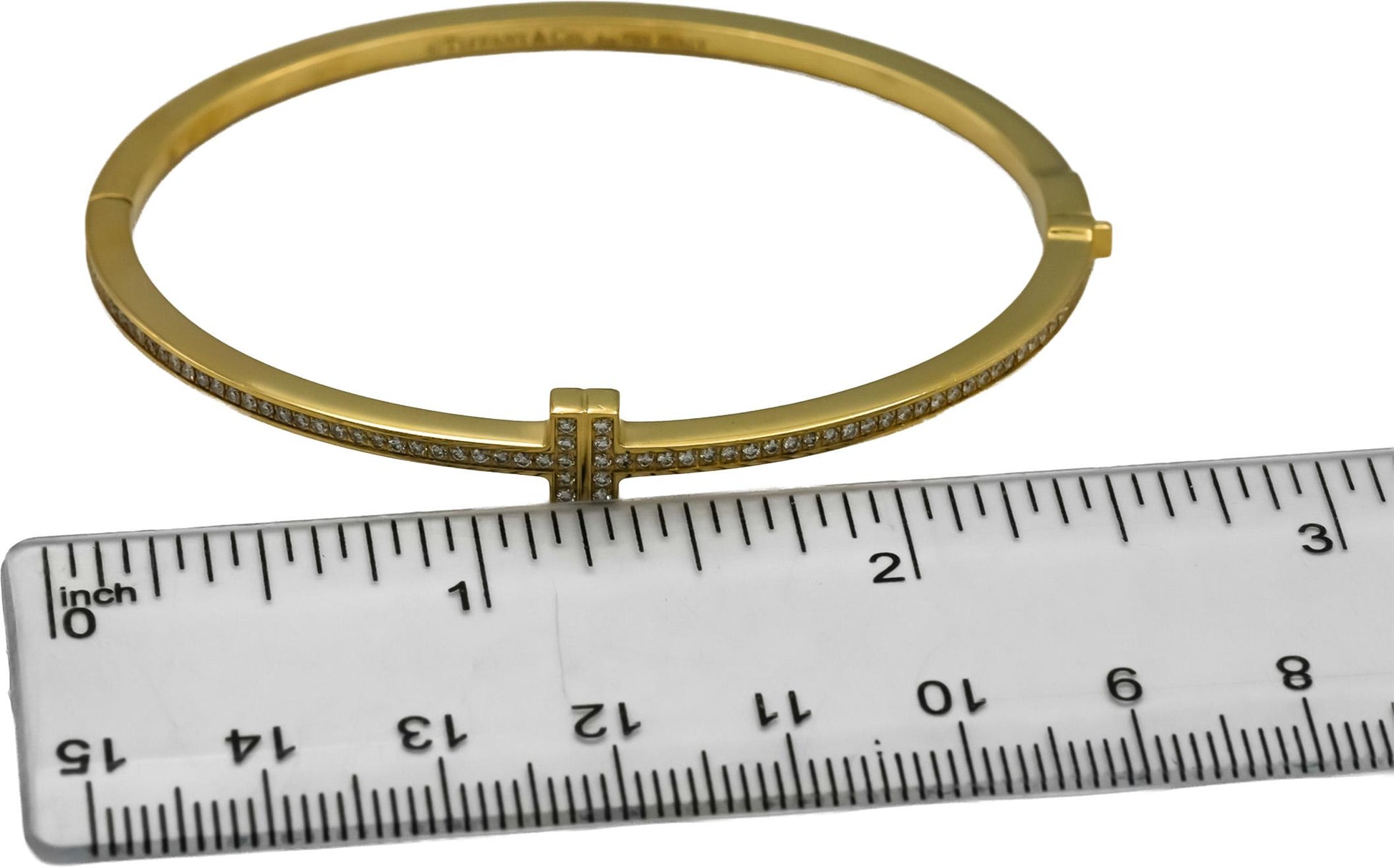 TIFFANY & CO. 18k Gold Tiffany T Diamond Bangle Bracelet .31CT 10,800 Retail