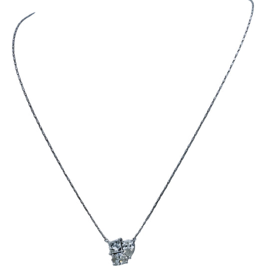 14k White Gold Princess Oval Pear Cut Diamond Pendant Necklace 2.55CT