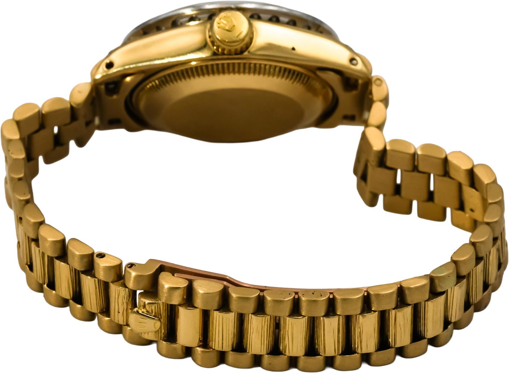 ROLEX 18k Gold Lady President Factory Bezel Custom Dial & Lugs Watch 1.25CT 6917