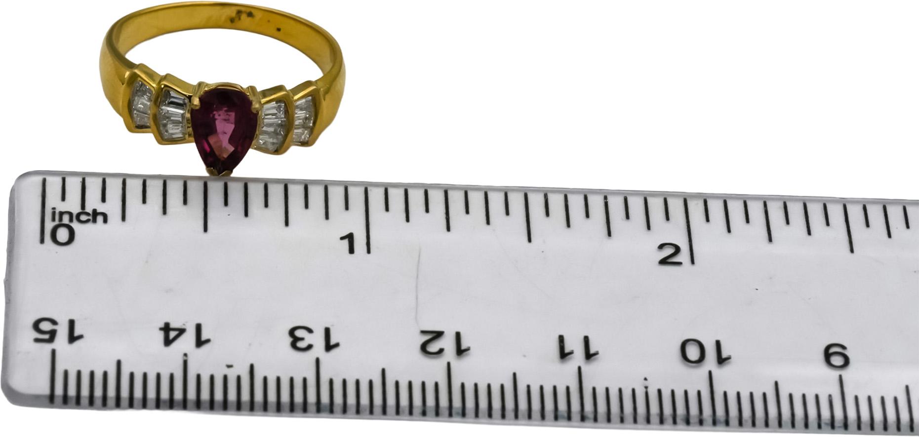 18k Yellow Gold VS Diamond and Pink Tourmaline Ring 1.32CT Size 7.25