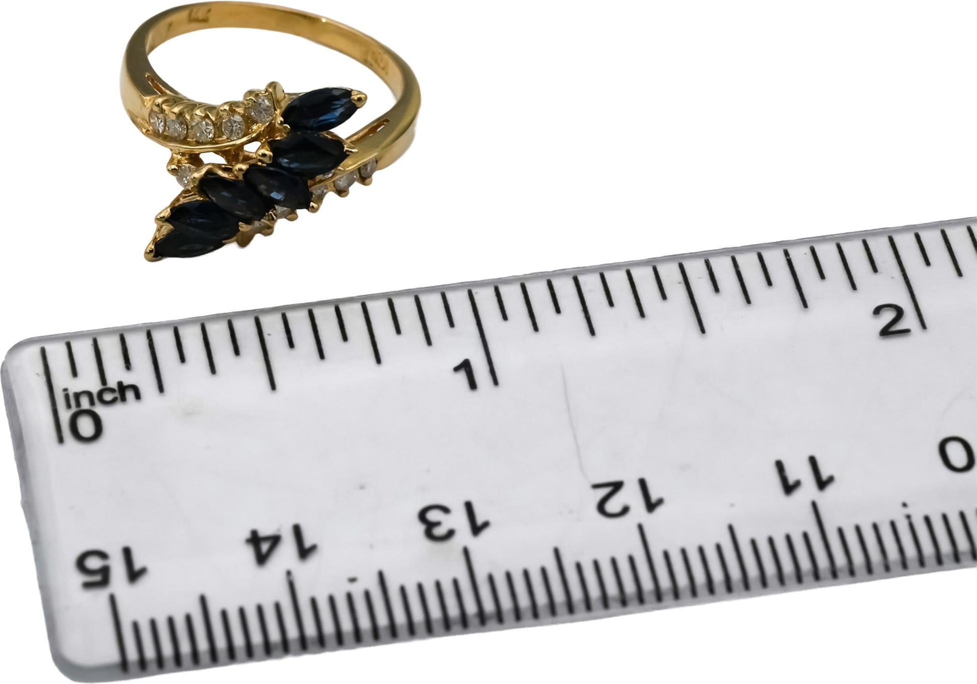 14k Yellow Gold Diamond and Sapphire Bypass Ring 1.25CT Size 5.5