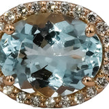 LE VIAN 14k Rose Gold Diamond and Aquamarine Ring 2.33CT Size 8.75