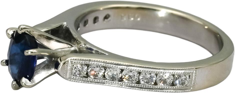 14k White Gold VS Diamond and Sapphire Cocktail Ring 1.19CT Size 6