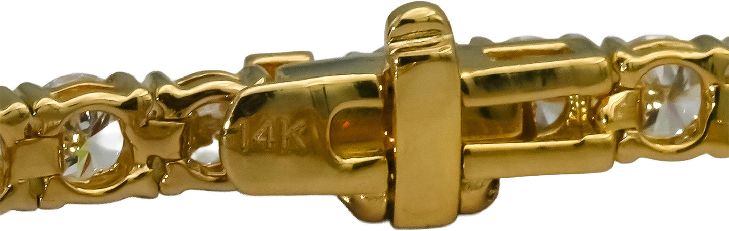 14k Yellow Gold VS Round Lab-Grown Diamond Tennis Bracelet 5.45CT