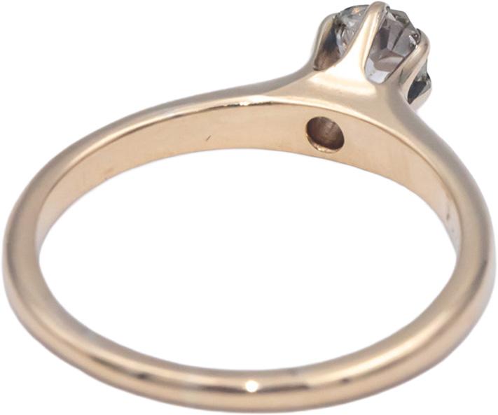 Vintage Antique 14k Gold 0.35CT Old Mine Cut Diamond Solitaire Ring Size 6.75